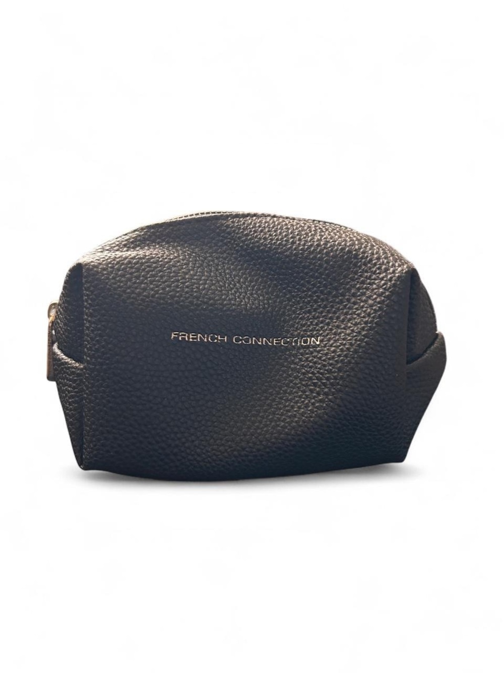 French Connection Black Pebbled Cosmetic Pouch Clean Girl Minimalist Travel Bag